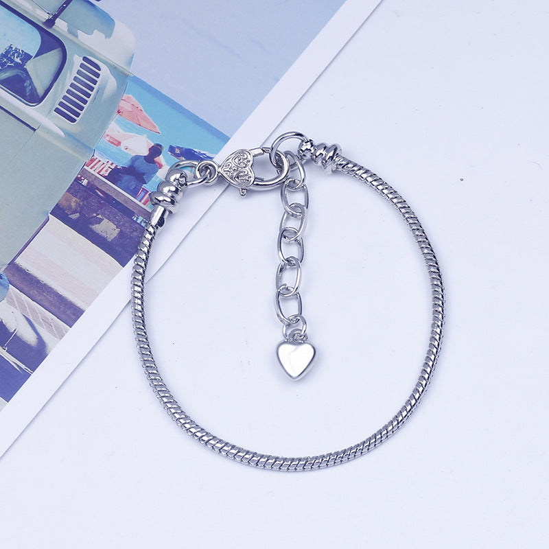 Wholesale White Plated K Snake Bone Love Lobster Buckle Bracelet